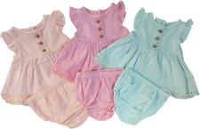 Mädchen Baby Kleid Sommerkleid Höschen Baumwolle 2-teilig Festlich Neu 2210