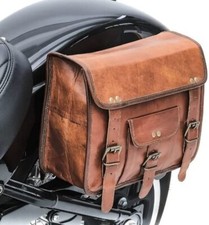 11" Leder Handgefertigte Motorrad Fahrrad Seiten Satteltasche Panniers Set Aus 2