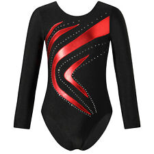 DE iEFiEL Turnanzug Mädchen Langarm Glitzernde Gymnastikanzug Training Ballett