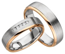 2x JC Trauringe Eheringe 585 Gold Weißgold & Rotgold inkl.Gravur&Etui JC003