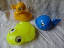 3 x Badespielzeug ,Badewanne,Schwimmtiere,Fisch,Frosch,Ente,Wackelaugen,DDR