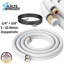 Kältemittelleitung 1/4"+3/8" Kupfer isoliert Kupferrohr mit Überwurfmuttern