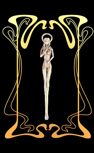 Art nouveau nackte nymphe - art,