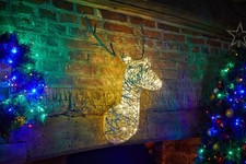 XXL LED Deko Weihnachten Hirsch Geweih beleuchtet mit Timer 20 LED 69 cm hoch