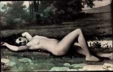 Ak Frauenakt, Po, Busen, Nackte Frau, Gemaltes Portrait - 10813626