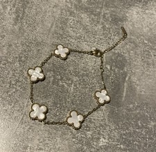 Armband Kleeblatt ? Modeschmuck Gold weiss/ perlmutt 
