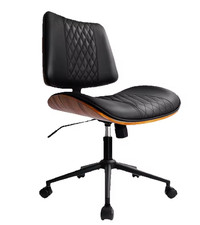 Durrafy Walnuss Bürostuhl ohne Armlehnen höhenverstellbar Leder 360° drehbar