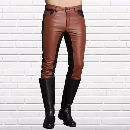 Herren hellbraun leder hose - hellbraun,