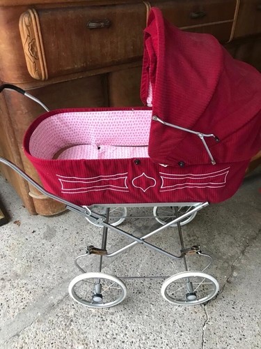 Vintage puppenwagen cord 60er - puppenwagen,
