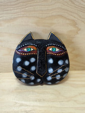 Vintage Kunststein Wandmaske Wanddeko Katze von Laurel Burch 1999