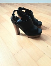 MARNI at H&M High-Heel-Slingback-Sandalen - Leder - schwarz/dunkelgrün - EUR  37