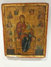 Alte orthodoxe Ikone Maria mit dem Kind Holzikone bemalt  GROSS SCHWER  56X45CM