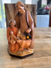 Dolfi Krippenfigur Heilige Familie mit Ochs und Esel Holz bemalt 16cm TOP