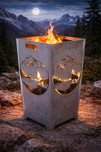 Feuerkorb berglandschaft mit - feuerkorb,