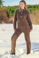 Brown fuzzy mohair bodysuit