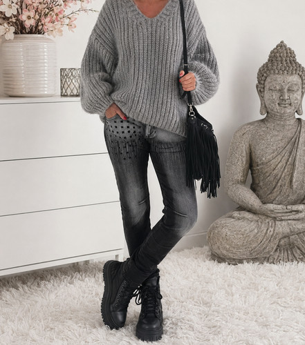Jeans used washed grau - s,