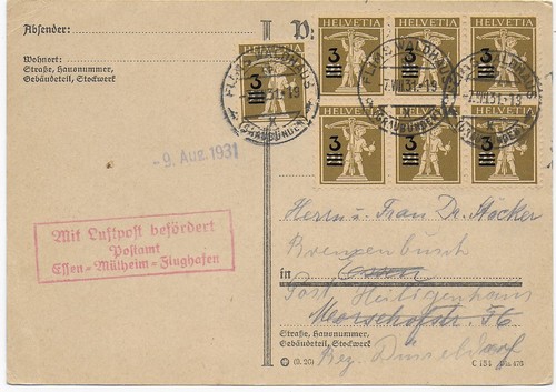 Postkarte flugpost flims - postkarte,