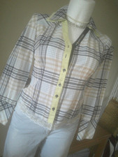 BiBA BLUSE hochwertig, Karo, viel Extras,Spitze,Steinchen♥ aktuelle Mode, S36/38
