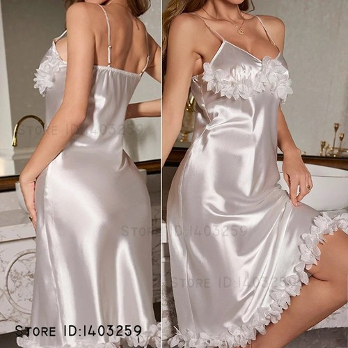 Damen negligé satin spitze - damen,