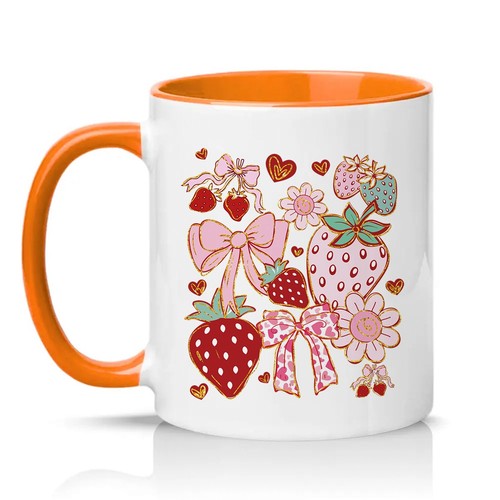 Rosa erdbeere und schleifen - rosa,