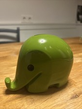 Dresdner Bank Elefant Spardose Drumbo Colani Vintage Grün mit Schlüssel