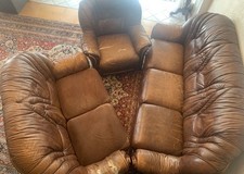 Garnitur 3 Sitzer mit Schlaffunktion, 2 Sitzer und Sofa Leder