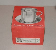 alter Melitta-Tassenfilter/Kaffeefilter - 1950/60 - Aluminium-m. Original-Karton