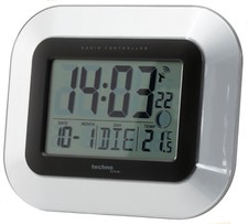 Technoline, WS 8005 Funk-Wanduhr, silber-schwarz, 22,6 x 3 x 18 cm