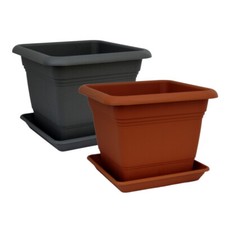 Set 1 Pflanzkübel inkl. Untersetzer eckig Kunststoff verschiedene Größen/Farben