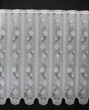 Balkonfenster Scheibengardine  Meterware nach Maß "Blumenrank/w" 150 cm