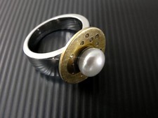 GOLD & STAHL & DIAMANTEN RING