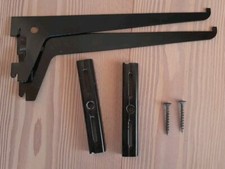 Regalträger 1-reihig Regalsystem für Wandschiene Regalwinkel schwarz Halter 2Stk