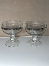 2 Berliner Weiße Gläser/Schalen,gedrehter Stiel, H.15.5cm, D.13.7cm