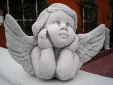 Gartenfigur, Skulpturen, Engel mit Flügeln,17,5 cm Engel, Steinguss, Steinfigur