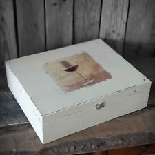 Vintage Weinholzkasten 36x30x10 cm Landhaus Weintruhe Shabby Holz Handarbeit