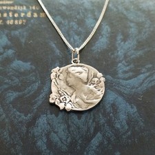 Antiker Anhänger Jugendstil mit Kette Silber 925