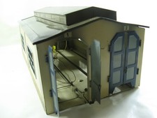 Märklin Lokschuppen m. Beleuchtung 1952-1961 Blech H0 ca.L33cmB17,5cmH14,5cm(32)