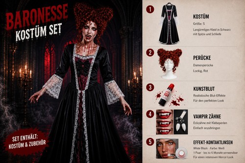 Baronesse vampir kostüm - vampir, set