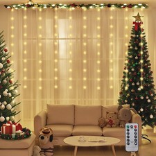 50er LED Lichtervorhang Sterne Lichterkette innen Fenster Weihnachten Party Deko