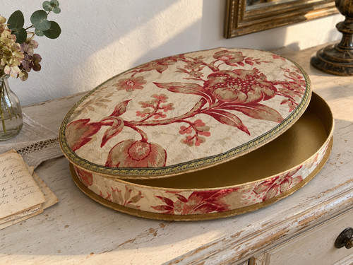 Vintage ovale stoffschachtel - vintage,