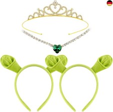 Yezmo 4PCS Grün Oger Ohren Stirnband Set, Ogress Kostüm Zubehör mit Monster St