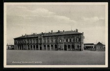 Aulendorf /Württ., Ansichtskarte, Platz mit Bahnhof 