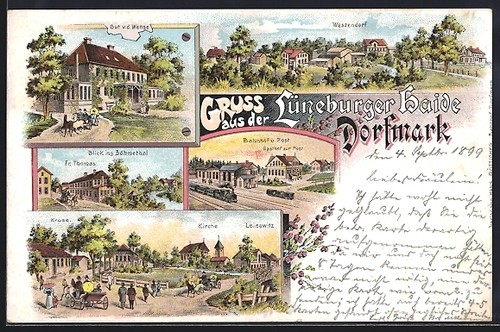 Lithographie dorfmark gasthof - lithographie,
