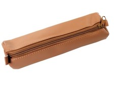 Paperfoxx Schlamper Faulenzer Rolle natur Leder 20 x 5 x 5cm mit Reissverschluss