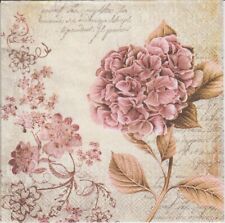 3 Servietten ~ Hortensie Blüte Herbst Nostalgie mit Schrift