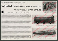 orig. Reklame WUMAG Görlitz Stromlinienzug Fliegender Hamburger Reichsbahn 1935