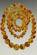 ANTIK Vintage massive Barock Perlen echt BALTISCHER BERNSTEIN Halskette...