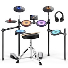 Donner DED-70L E-Drumset mit leuchtendem Mesh Pad, Hocker & Kopfhörer
