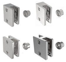 Glashalter Vorderseite Punkthalter flach rund 42,4 eckig Klemme Edelstahl V4A