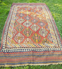 Antiker Schlitzkelim, Wolle/Wolle, Naturfarben,handgewebtes Original, 270x165 cm